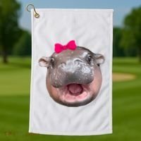 Funny Moo Deng Hippo Cute Baby Pygmy Coquette Golf Towel thumb 1