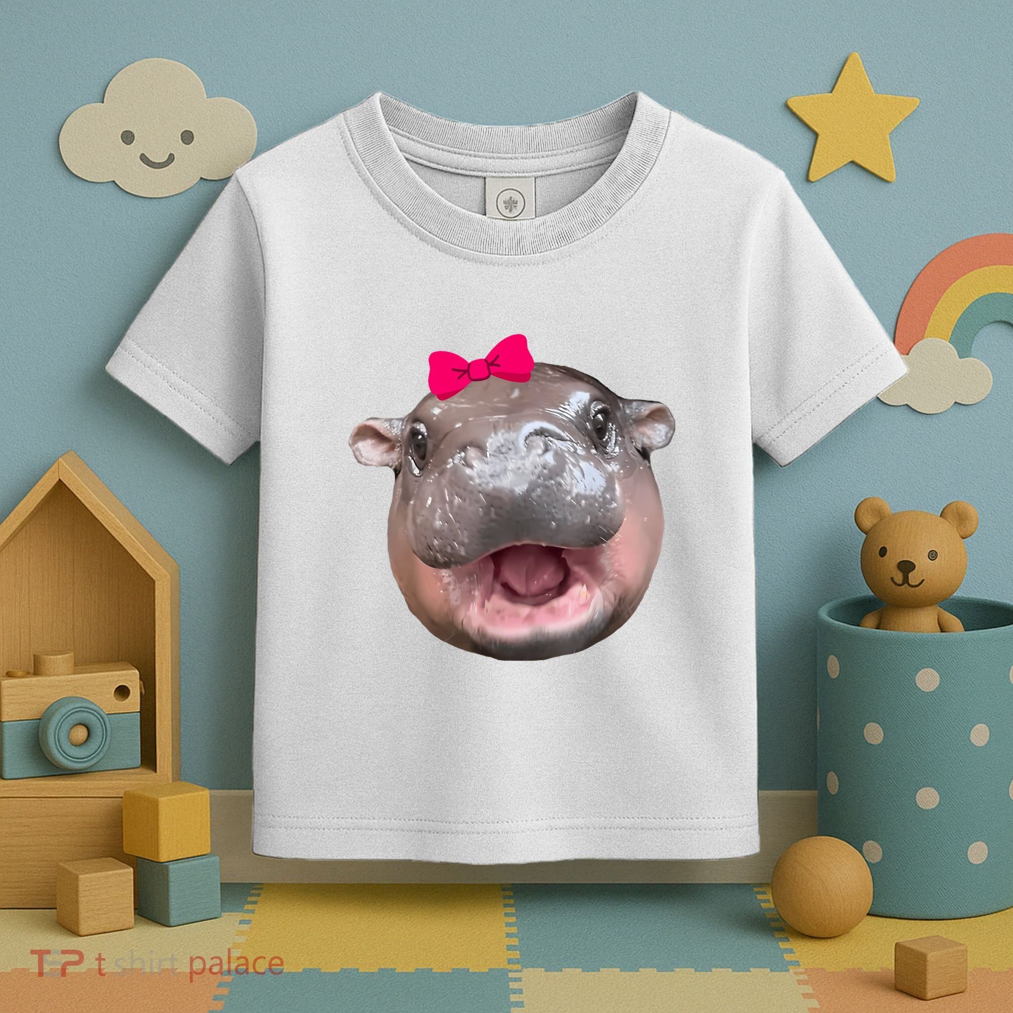 Funny Moo Deng Hippo Cute Baby Pygmy Coquette Toddler T-Shirt
