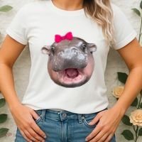 Funny Moo Deng Hippo Cute Baby Pygmy Coquette Women's T-Shirt thumb 2