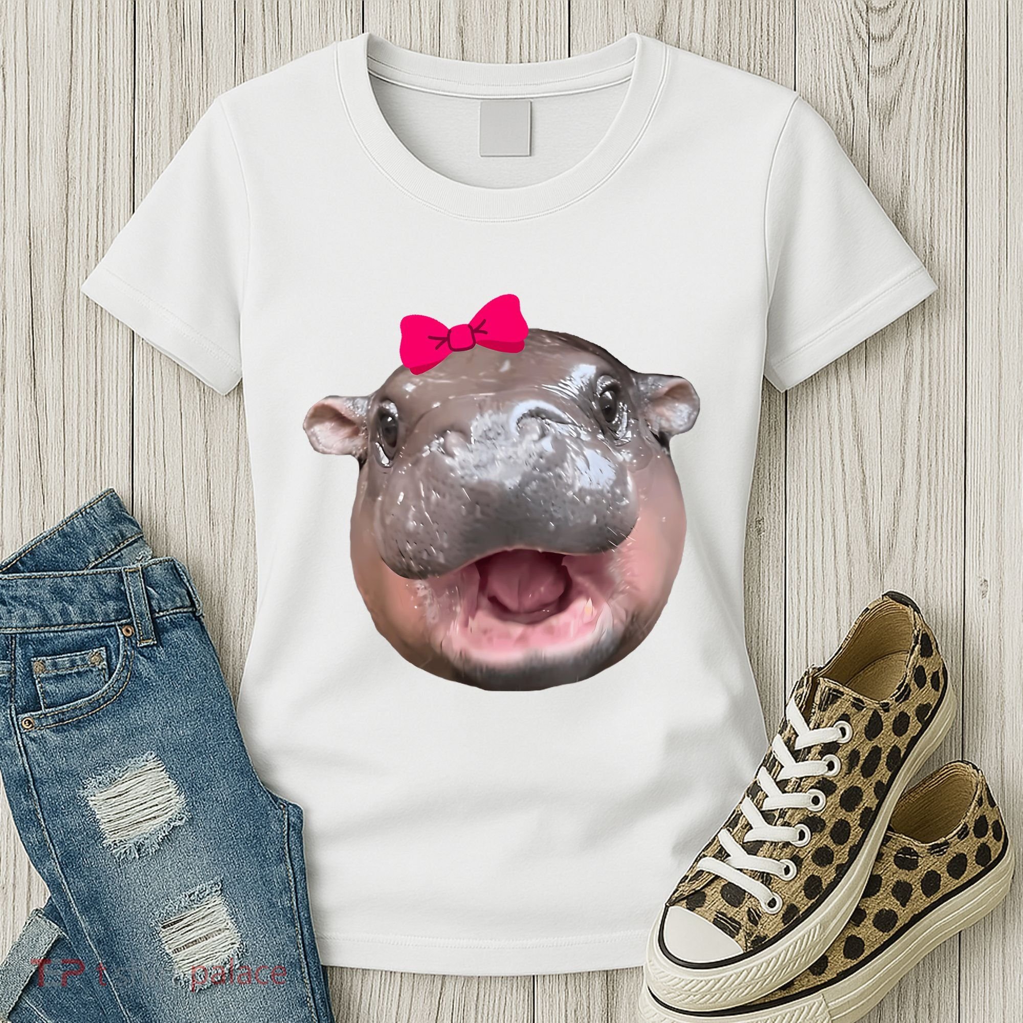 Funny Moo Deng Hippo Cute Baby Pygmy Coquette Women's T-Shirt