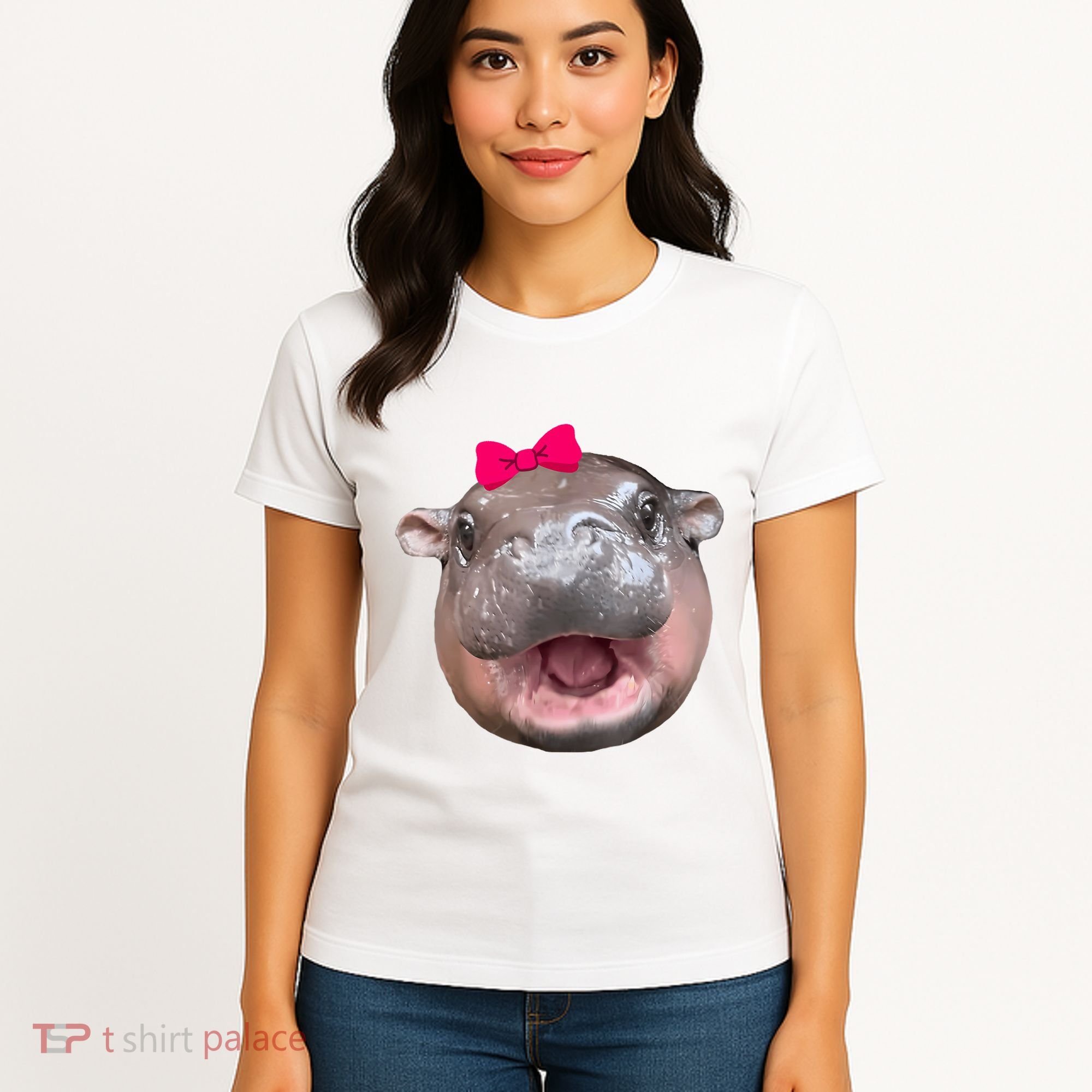 Funny Moo Deng Hippo Cute Baby Pygmy Coquette Women's T-Shirt