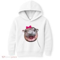 Funny Moo Deng Hippo Cute Baby Pygmy Coquette Kids Hoodie thumb 0