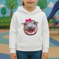 Funny Moo Deng Hippo Cute Baby Pygmy Coquette Kids Hoodie thumb 3