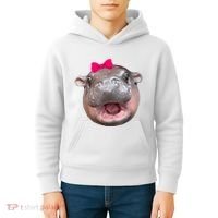 Funny Moo Deng Hippo Cute Baby Pygmy Coquette Kids Hoodie thumb 4