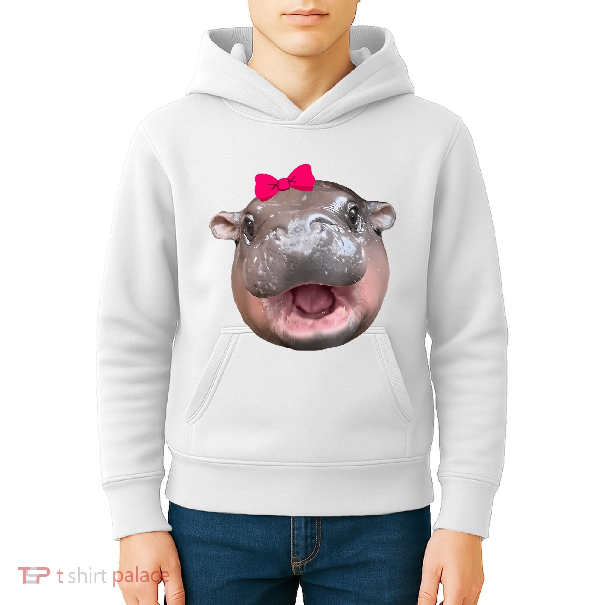 Funny Moo Deng Hippo Cute Baby Pygmy Coquette Kids Hoodie