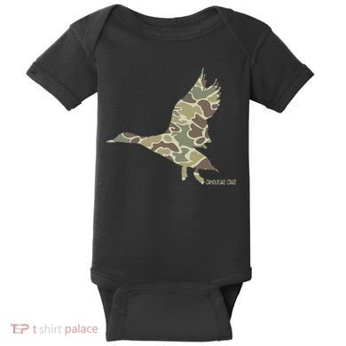 Flying Mallard Duck Camouflage Camo Duck Hunting Camo Hunter Baby Bodysuit