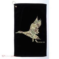 Flying Mallard Duck Camouflage Camo Duck Hunting Camo Hunter Golf Towel thumb 0