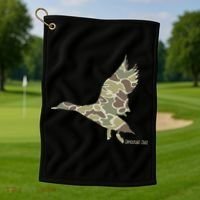 Flying Mallard Duck Camouflage Camo Duck Hunting Camo Hunter Golf Towel thumb 1