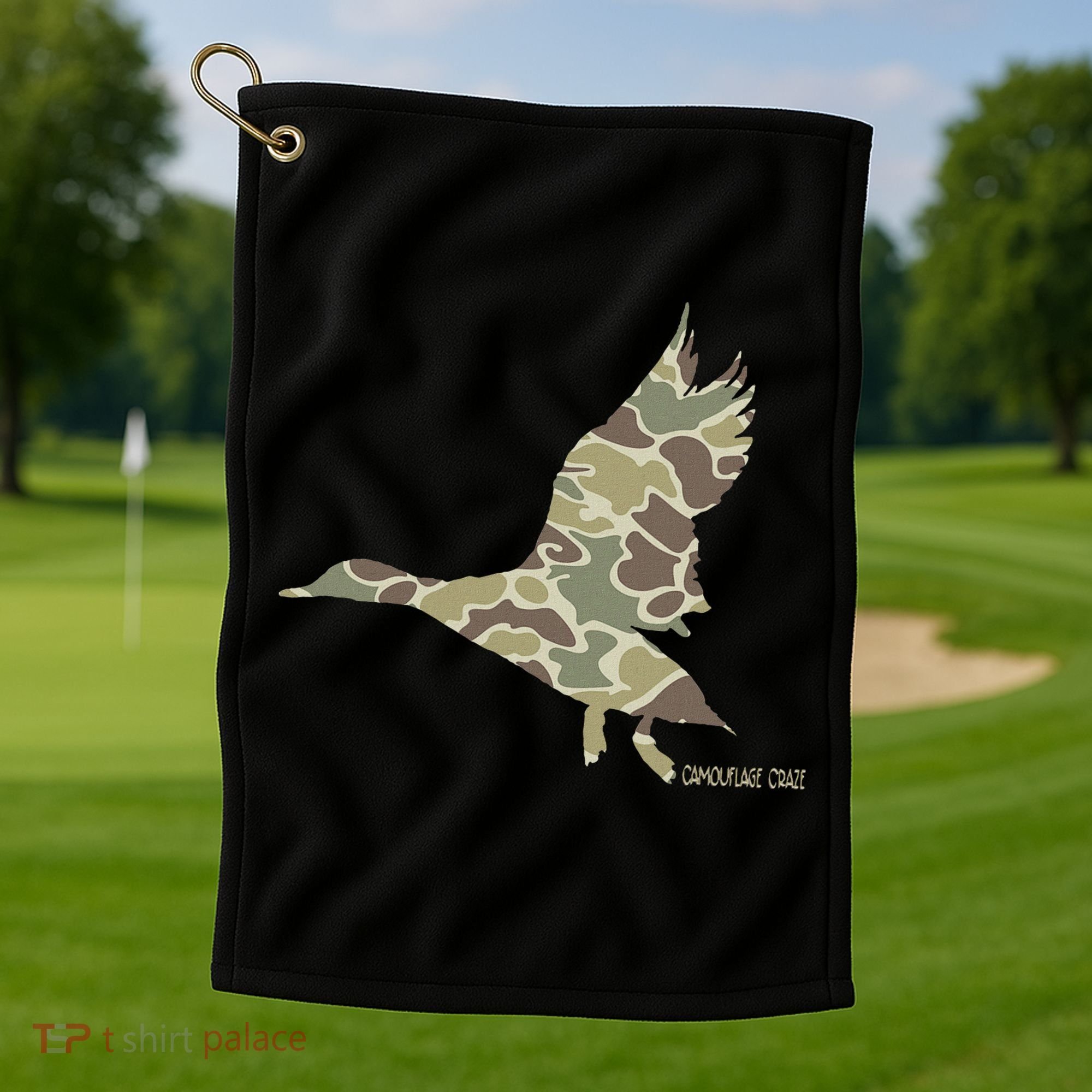 Flying Mallard Duck Camouflage Camo Duck Hunting Camo Hunter Golf Towel