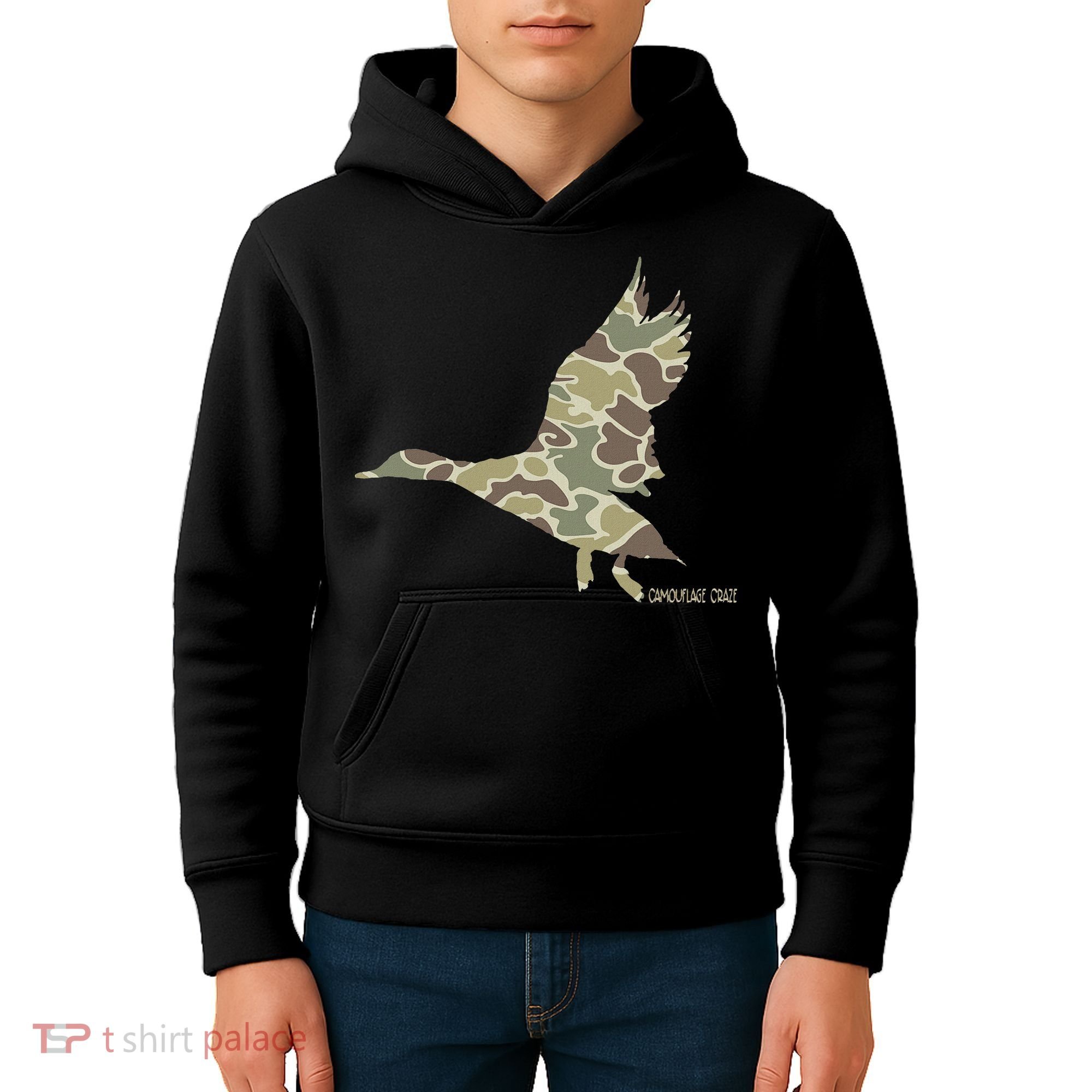 Flying Mallard Duck Camouflage Camo Duck Hunting Camo Hunter Kids Hoodie