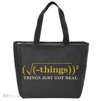 Funny Math Equation Things Just Got Real Funny Saying Tote Bag thumb 0