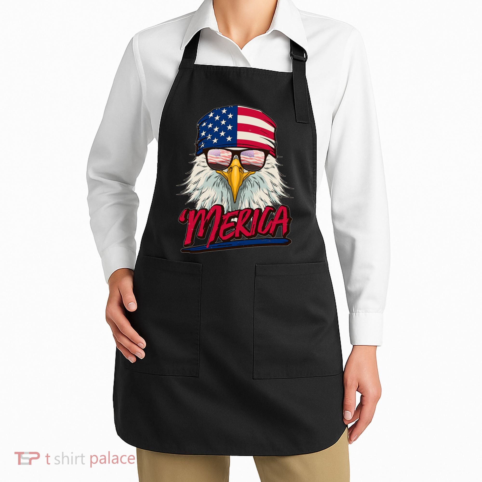 Funny Merica Eagle USA American Flag Apron