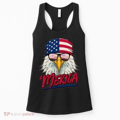 Funny Merica Eagle USA American Flag Women's Tank Top