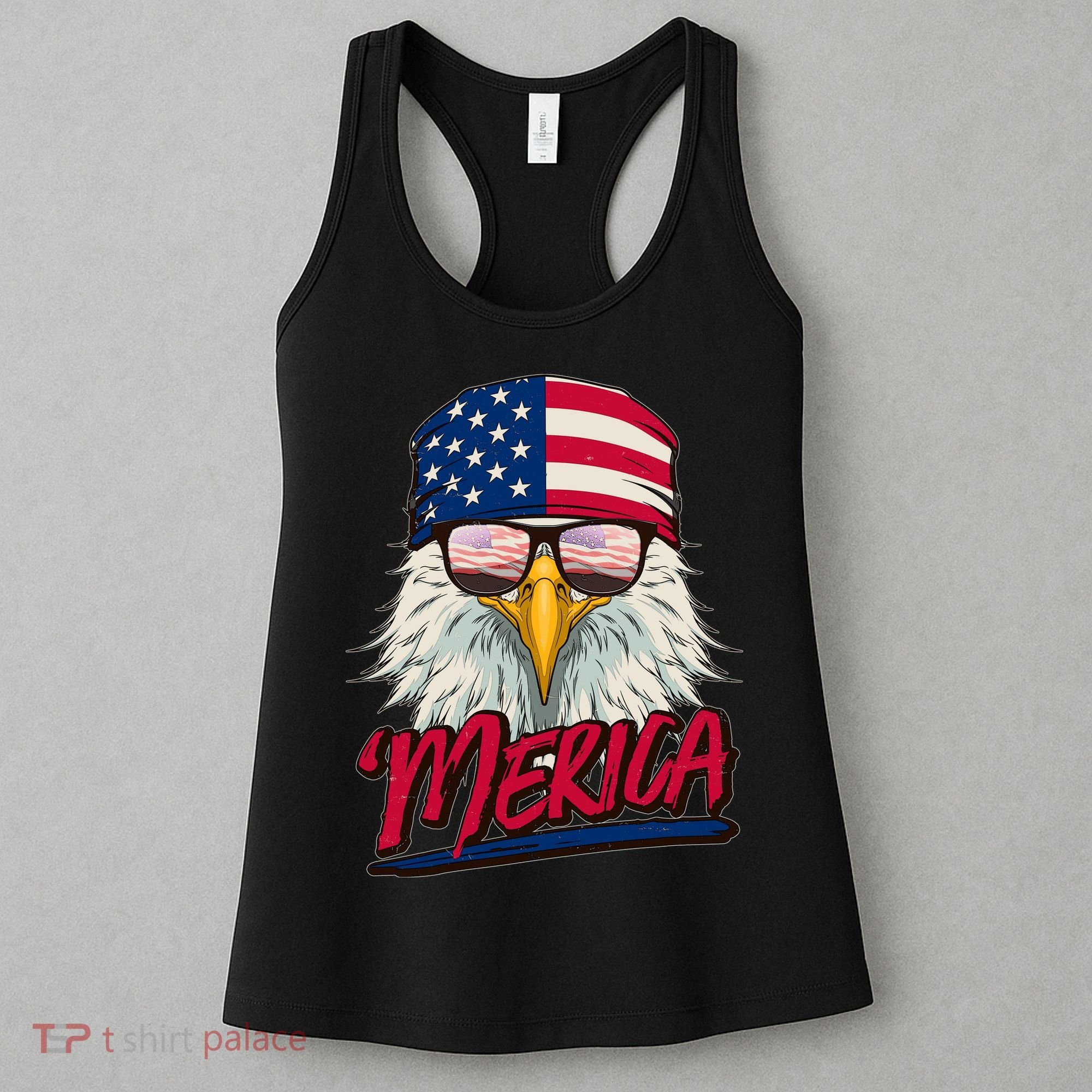 Funny Merica Eagle USA American Flag Women's Tank Top