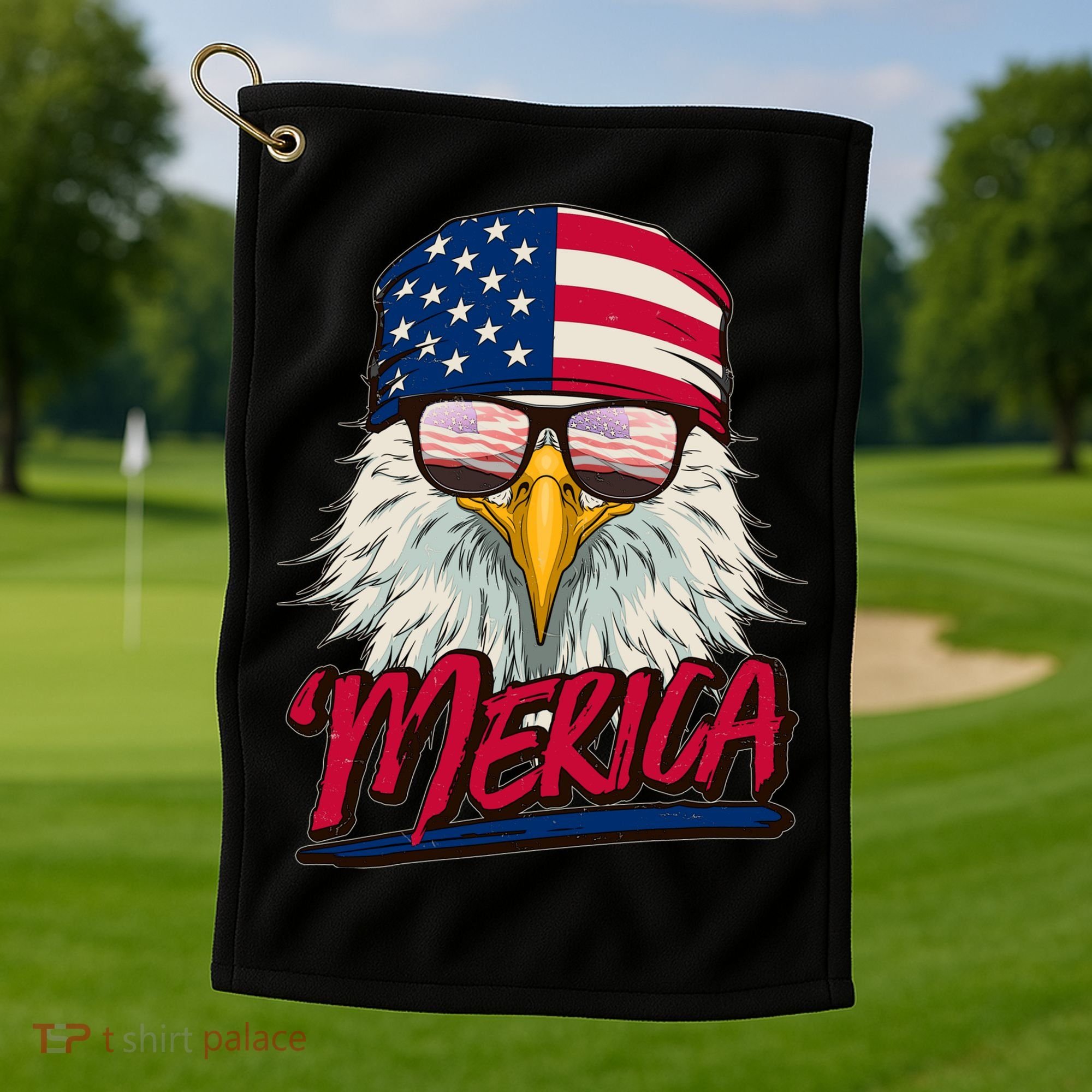 Funny Merica Eagle USA American Flag Golf Towel