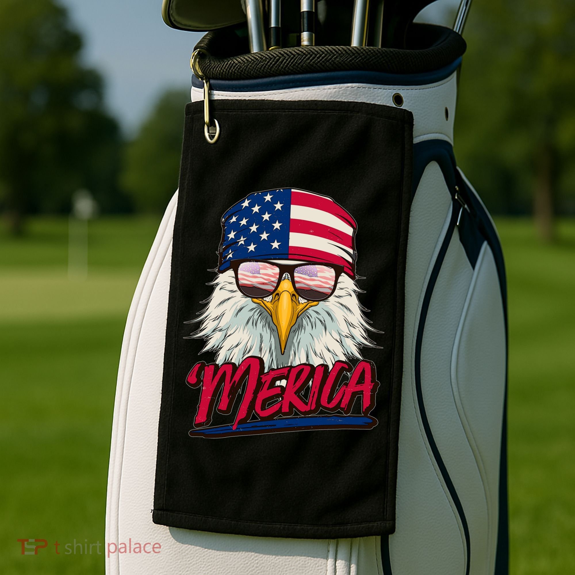 Funny Merica Eagle USA American Flag Golf Towel
