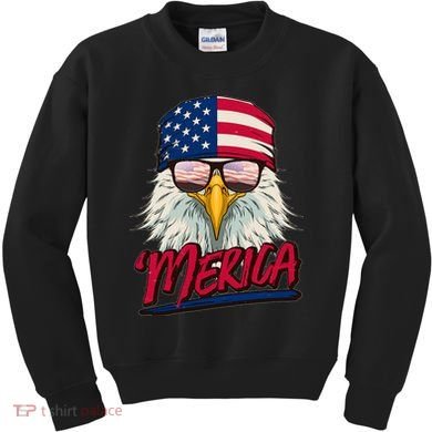 Funny Merica Eagle USA American Flag Kids Sweatshirt