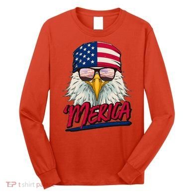 Funny Merica Eagle USA American Flag Long Sleeve Shirt