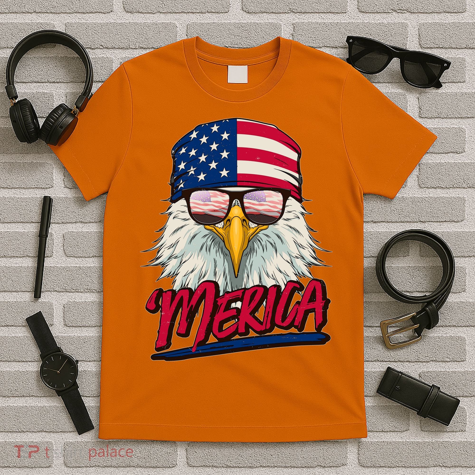 Funny Merica Eagle USA American Flag T-Shirt