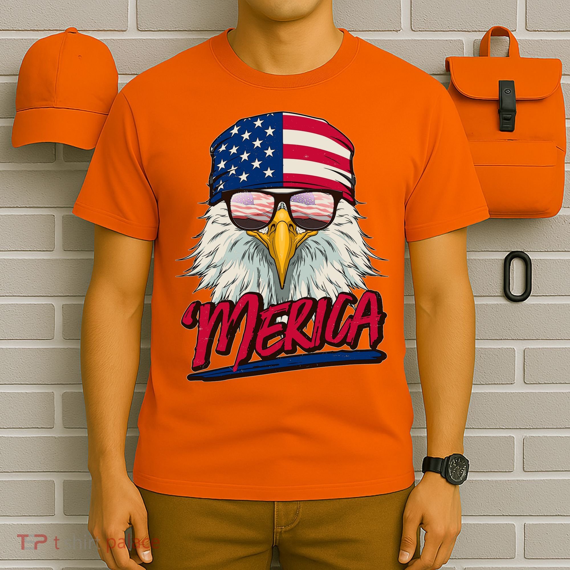Funny Merica Eagle USA American Flag T-Shirt