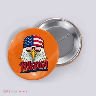 Funny Merica Eagle USA American Flag Button