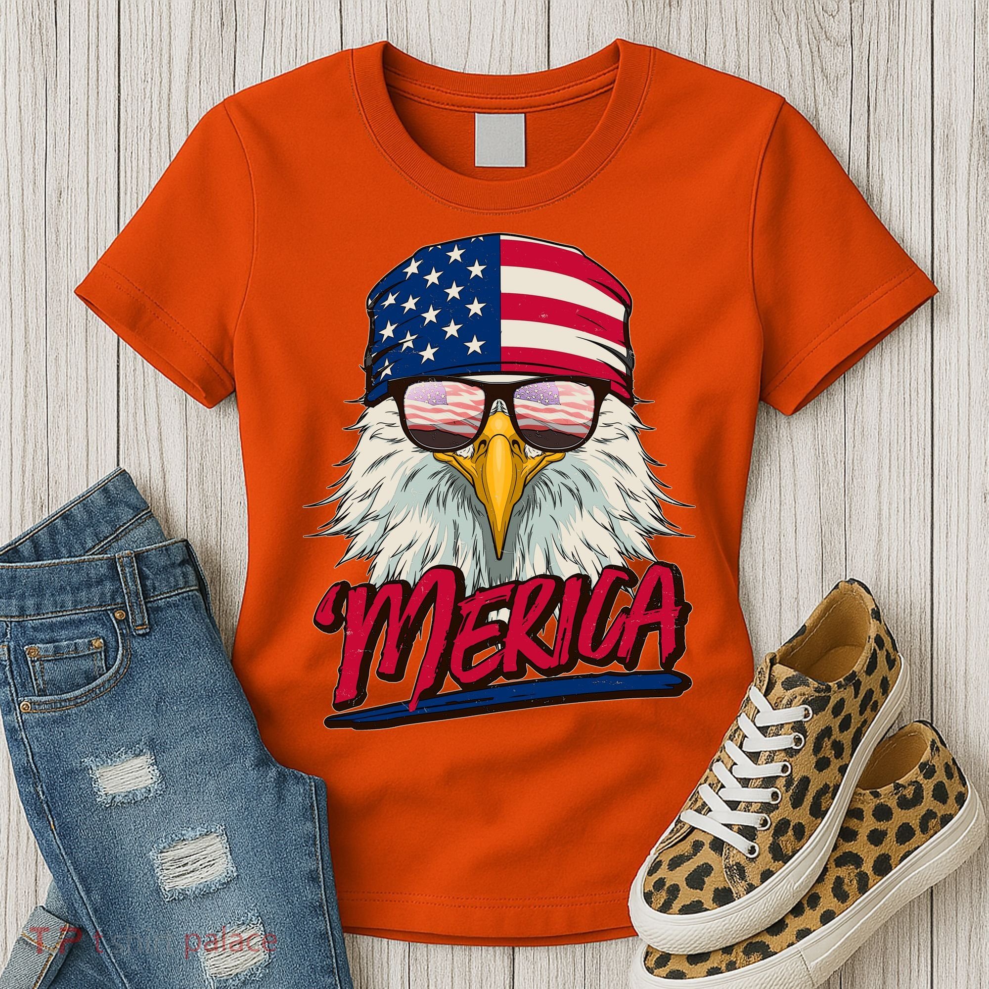 Funny Merica Eagle USA American Flag Women's T-Shirt