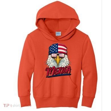 Funny Merica Eagle USA American Flag Kids Hoodie