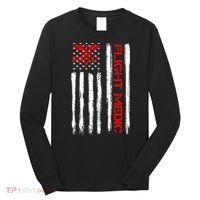 Flight Medic EMS EMT Nurse Paramedic US American Flag Gift Long Sleeve Shirt thumb 0