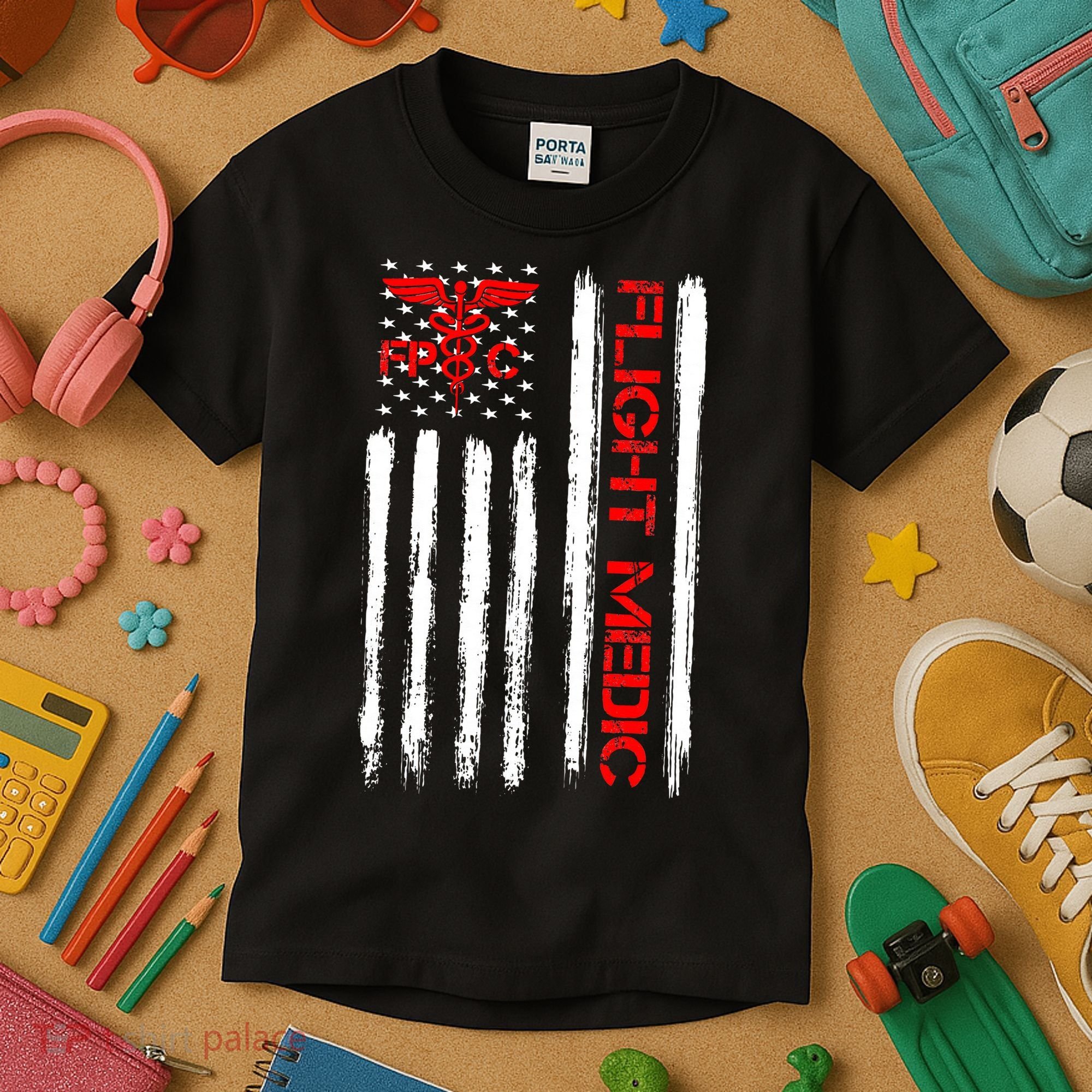 Flight Medic EMS EMT Nurse Paramedic US American Flag Gift Kids T-Shirt
