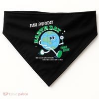 Funny Make Everyday Earth Day Think Green Cartoon Earth USA-Made Doggie Bandana thumb 0