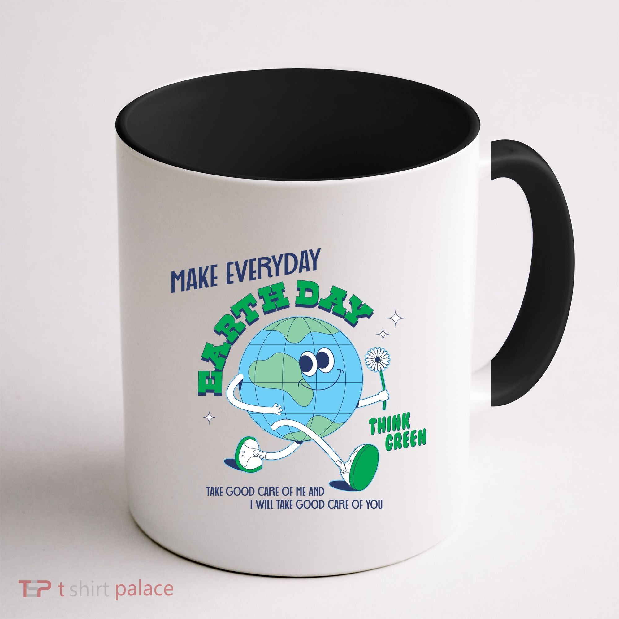 Funny Make Everyday Earth Day Think Green Cartoon Earth Coffee Mug
