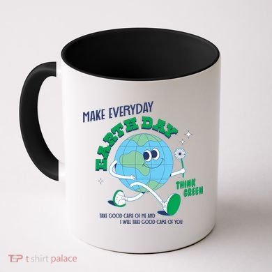 Funny Make Everyday Earth Day Think Green Cartoon Earth Coffee Mug