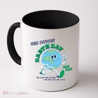 Funny Make Everyday Earth Day Think Green Cartoon Earth Coffee Mug thumb 0