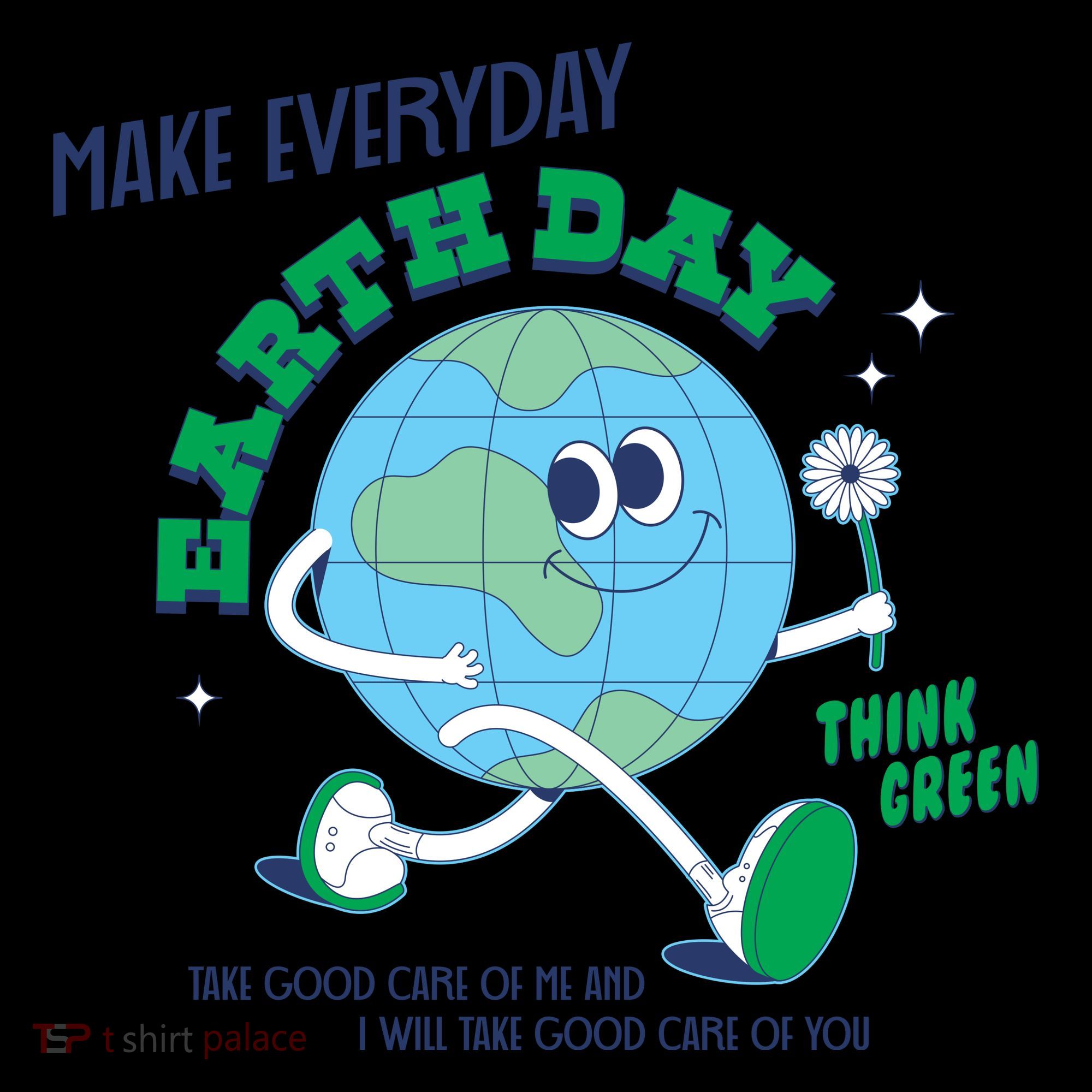 Funny Make Everyday Earth Day Think Green Cartoon Earth Coffee Mug