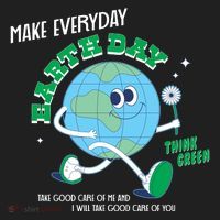 Funny Make Everyday Earth Day Think Green Cartoon Earth Beanie thumb 2
