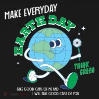 Funny Make Everyday Earth Day Think Green Cartoon Earth Women's Hoodie thumb 2
