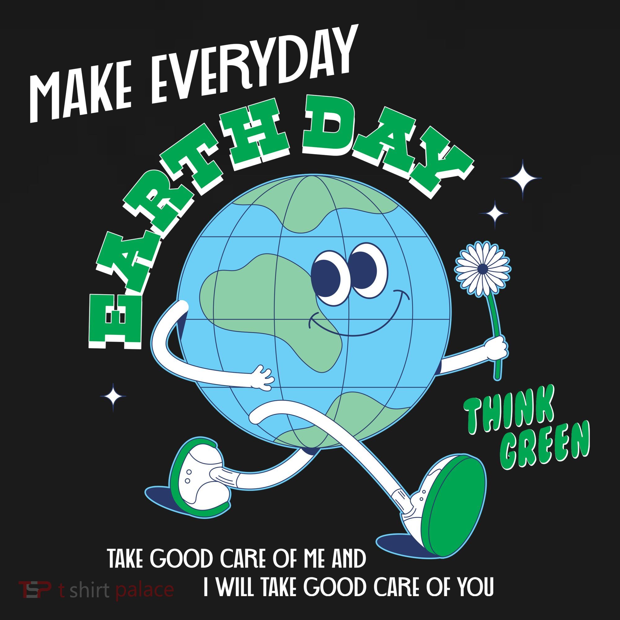 Funny Make Everyday Earth Day Think Green Cartoon Earth Women's Hoodie