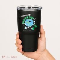 Funny Make Everyday Earth Day Think Green Cartoon Earth Tumbler thumb 2