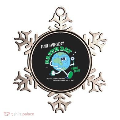 Funny Make Everyday Earth Day Think Green Cartoon Earth Ornament