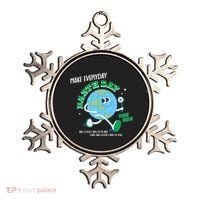 Funny Make Everyday Earth Day Think Green Cartoon Earth Ornament thumb 0