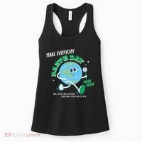 Funny Make Everyday Earth Day Think Green Cartoon Earth Women's Tank Top thumb 0