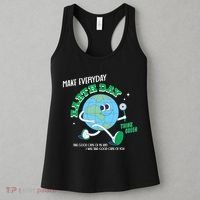 Funny Make Everyday Earth Day Think Green Cartoon Earth Women's Tank Top thumb 3