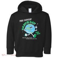 Funny Make Everyday Earth Day Think Green Cartoon Earth Toddler Hoodie thumb 0