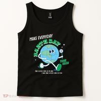 Funny Make Everyday Earth Day Think Green Cartoon Earth Tank Top thumb 2