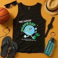 Funny Make Everyday Earth Day Think Green Cartoon Earth Tank Top thumb 4