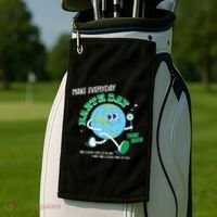 Funny Make Everyday Earth Day Think Green Cartoon Earth Golf Towel thumb 2