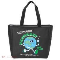 Funny Make Everyday Earth Day Think Green Cartoon Earth Tote Bag thumb 0