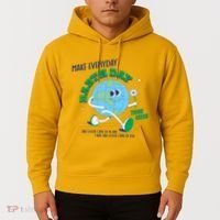 Funny Make Everyday Earth Day Think Green Cartoon Earth Hoodie thumb 2