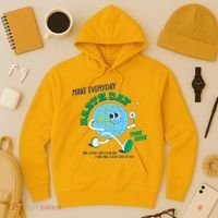 Funny Make Everyday Earth Day Think Green Cartoon Earth Hoodie thumb 3