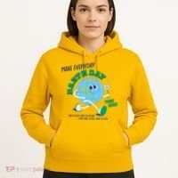 Funny Make Everyday Earth Day Think Green Cartoon Earth Hoodie thumb 5